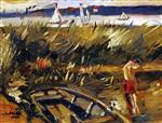 Lovis Corinth  - Bilder Gemälde - Punt in the Reeds at Muritzsee