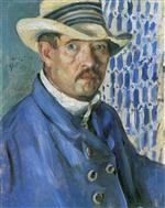 Lovis Corinth  - Bilder Gemälde - Self Portrait in a Panama Hat