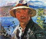 Lovis Corinth  - Bilder Gemälde - Self Portrait with Straw Hat
