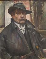 Lovis Corinth  - Bilder Gemälde - Self-Portrait with Hat and Coat