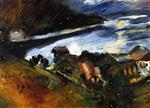 Lovis Corinth  - Bilder Gemälde - The Walchensee in the Moonlight