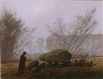Caspar David Friedrich - Bilder Gemälde - A Walk at Dusk