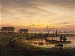 Caspar David Friedrich - Bilder Gemälde - Küstenlandschaft im Abendlicht
