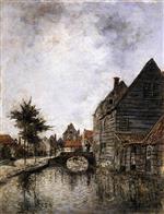 Johan Barthold Jongkind - Bilder Gemälde - A Canal in Dordrecht