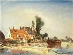 Johan Barthold Jongkind - Bilder Gemälde - Houses on a Waterway near Crooswijk