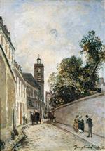 Johan Barthold Jongkind  - Bilder Gemälde - La rue de L'Abbe-de-L'Epee et l'eglise Saint-Jacques-du-Haut