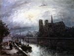 Johan Barthold Jongkind  - Bilder Gemälde - Notre-Dame by Moonlight
