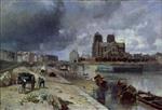 Johan Barthold Jongkind  - Bilder Gemälde - Notre-Dame from the Quay de la Tournelle