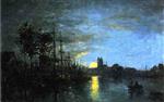 Johan Barthold Jongkind  - Bilder Gemälde - View of the Port at Dordrecht