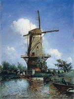 Johan Barthold Jongkind  - Bilder Gemälde - Windmill near Delft