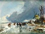 Johan Barthold Jongkind  - Bilder Gemälde - Winter Landscape with Skaters