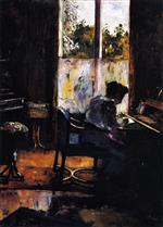 Lesser Ury  - Bilder Gemälde - Woman at a Desk