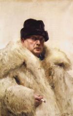 Anders Zorn  - Peintures - Autoportrait en manteau de loup