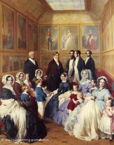 Queen Victoria and Prince Albert with the Family of King Louis at the Chateau D Eu