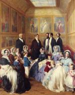 Franz Xavier Winterhalter  - paintings - Queen Victoria and Prince Albert with the Family of King Louis at the Chateau D Eu