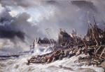 Louis Gabriel Eugene Isabey - paintings - Hurricane before Saint Malo