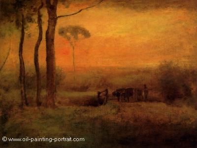 Pastoral Landscape At Sunset