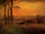 George Inness  - paintings - Pastoral Landscape At Sunset