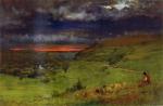 George Inness  - paintings - Sunset at Etretat