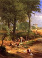 George Inness  - paintings - Washing Day near Perugia