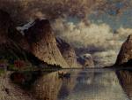 Adelsteen Normann - Peintures - Un jour nuageux au fjord