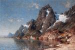 Adelsteen Normann - Peintures - Voilier sur le Fjord