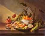 David Émile Joseph de Noter - paintings - A Still Life with Fruit and Vegetables on a Table