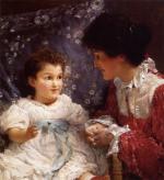 Sir Lawrence Alma Tadema  - Peintures - Mme George Lewis et sa fille Elizabeth