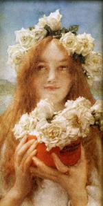 Sir Lawrence Alma Tadema  - Peintures - Jeune femme avec des roses