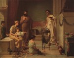 John William Waterhouse - Peintures - Un enfant malade dans le Temple d'Esculape