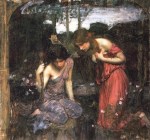John William Waterhouse - Peintures - Nymphes trouvant la tête d'Orphée