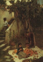 John William Waterhouse  - Bilder Gemälde - Die Orangensammler