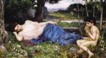 John William Waterhouse  - paintings - Listening to His Sweet Pipings