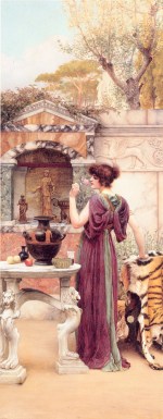John William Godward - paintings - At the Garden Shrine, Pompeii