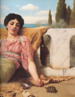 John William Godward - paintings - A Quiet Pet (detail)