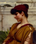 John William Godward  - Bilder Gemälde - Eine klassische Schönheit im Profil