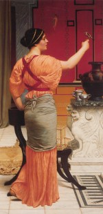 John William Godward  - Bilder Gemälde - Lesbia mit ihrem Spatzen