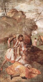 Bild:Fresken der Wunder des Antonius von Padua (Das Wunder der Erettung einer von ihrem Mann)