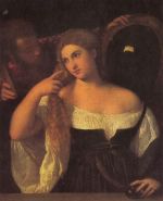 Tizian - Bilder Gemälde - Junge Frau bei der Toilette