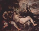 Tizian  - paintings - Nymphe und Schaefer