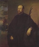 Tizian  - paintings - Portrait eines Malers mit einer Palme