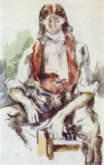 Paul Cézanne  - Peintures - Garçon au gilet rouge