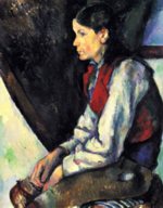 Paul Cézanne  - Peintures - Garçon au gilet rouge