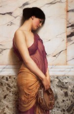 John William Godward  - Bilder Gemälde - Das Mädchen mit dem Tambourin