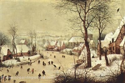 Winter Landscape with Skaters and Bird Trap