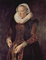 Frans Hals - Bilder Gemälde - Portrait einer etwa dreißigjährigen Frau mit Kette um der Taille