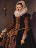 Bild:Portrait einer Frau mit Spitzenkragen und Haube