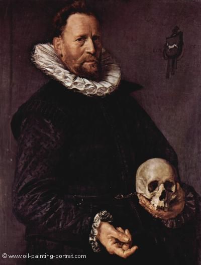 Portrait of a Man Holding a Skull