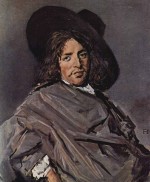Bild:Portrait eines sitzenden Mannes mit schraegem Hut