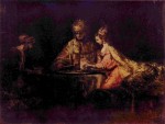 Rembrandt - paintings - Ahasver und Haman beim Fest von Esther